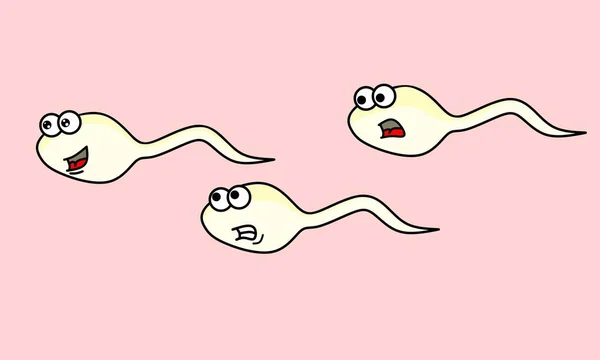Desenhos animados ilustração design de um esperma perseguindo outro esperma —  Vetores de Stock