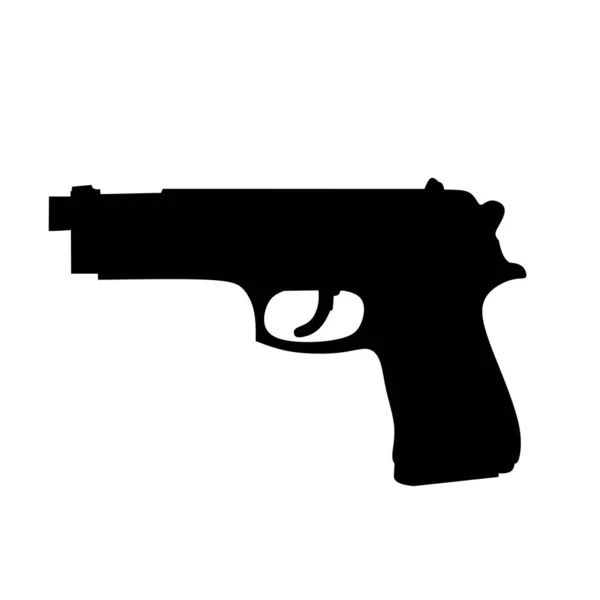 Handgun Arma Desenho Animado Logotipo Ilustração Design Estilo Silhueta Simples —  Vetores de Stock