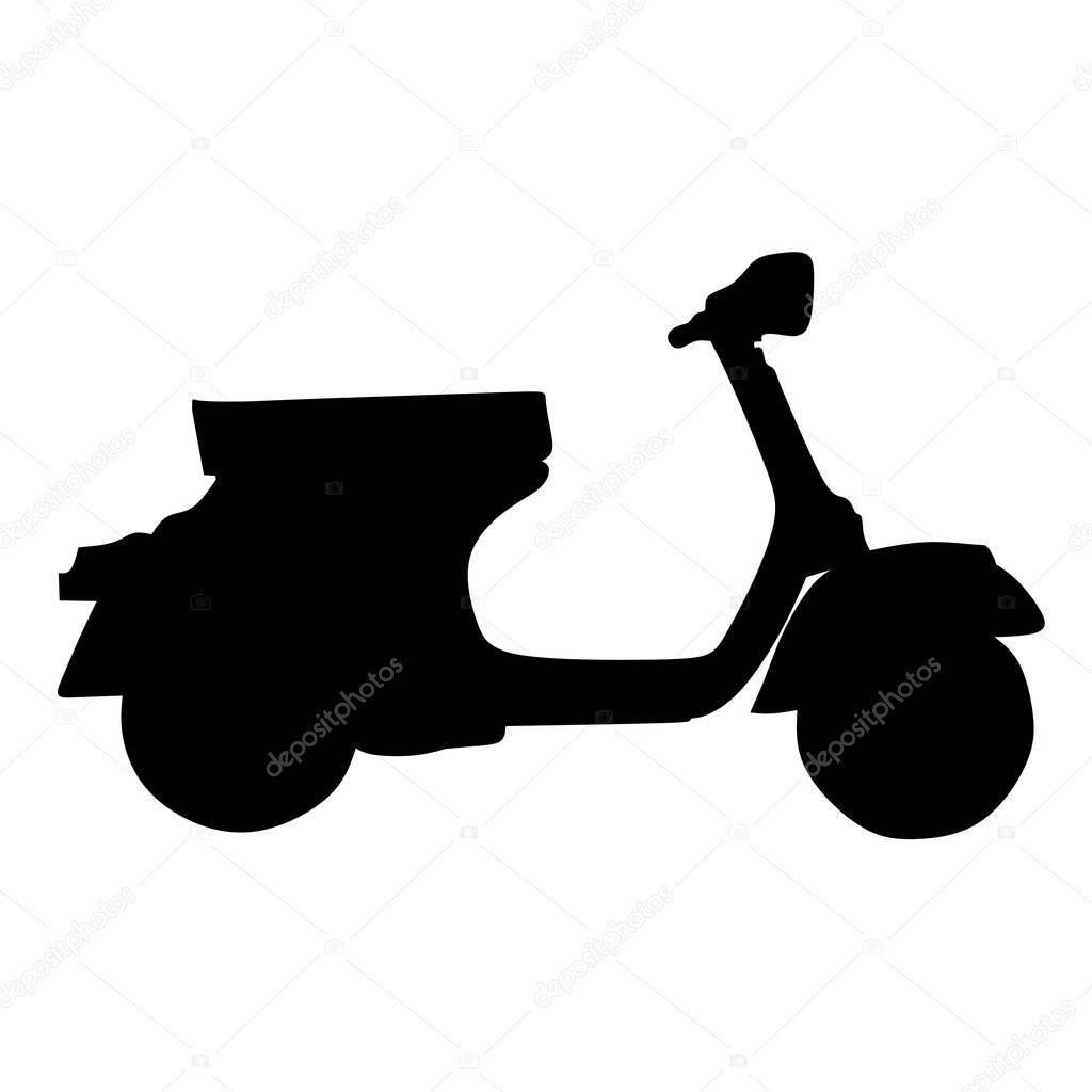 Cool vespa motorbike logo cartoon illustration design in silhouette style