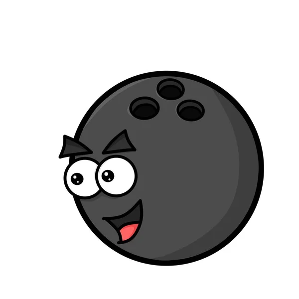 Black Ball Cartoon Illustration Design Mit Augen Und Mund — Stockvektor
