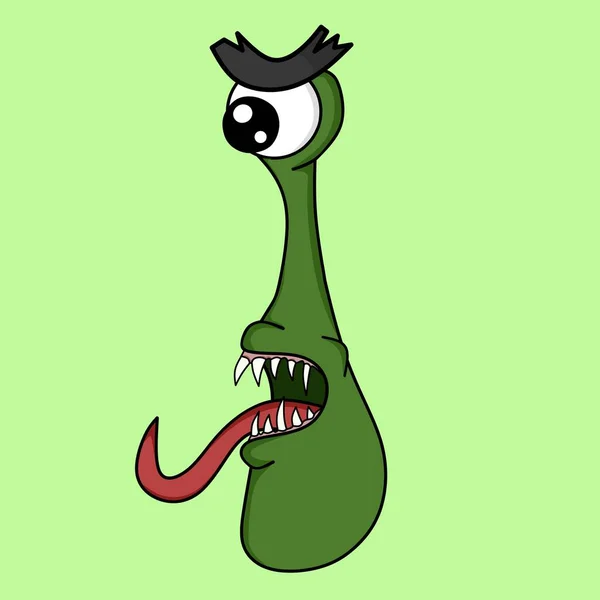 Monster Cartoon Illustration Design Mit Einem Auge Und Furchterregenden Zähnen — Stockvektor