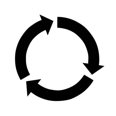 Geri dönüşüm logosu çizim tasarımı beyaz arkaplanda siyah renkli