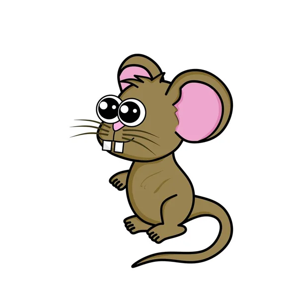 Cartoon Illustration Design Cute Mouse Character Big Ears — Stock Vector