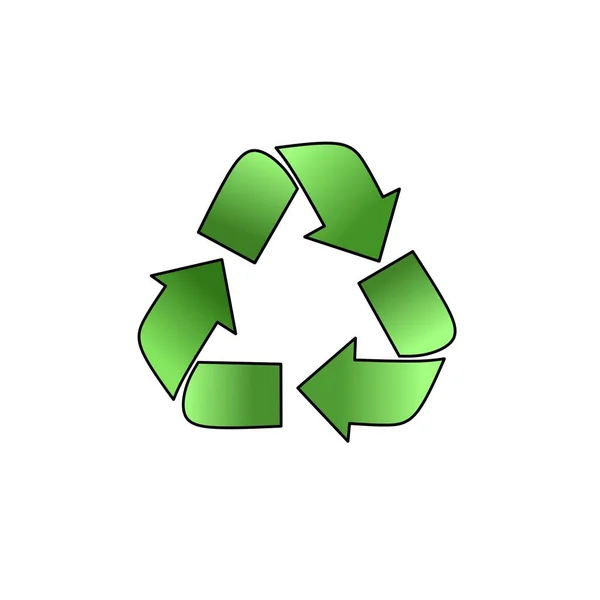 Απλό Πράσινο Λογότυπο Ανακύκλωσης Σχέδιο Εικονογράφησης Κινουμένων Σχεδίων — Διανυσματικό Αρχείο