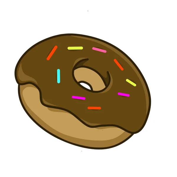 Vektor Illustration Eines Braunen Donut Logos Mit Streuungen Darauf — Stockvektor