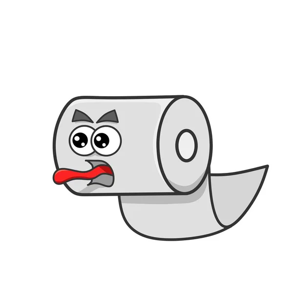 Illustratie Vector Cartoon Schattig Toilet Papier Pictogram — Stockvector