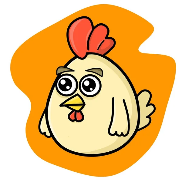 Illustrastion Vector Cartoon Logo Cute Chicken Character Big Eyes — Stock Vector