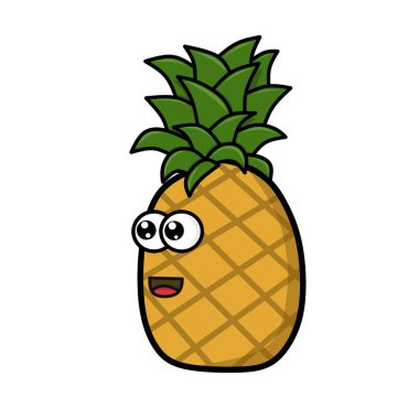 Çok şirin sarı ananas vektör logosu tasarımı