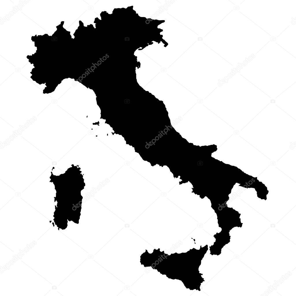 vector design silhouette black map of Italy
