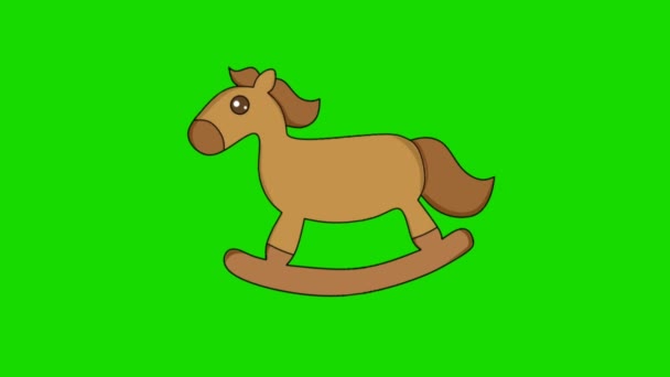 2 dimenziós animációs videó egy játék ló mozgó zöld alapon