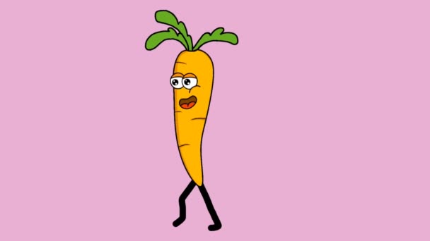 Animated Video Cute Carrots Running Pink Background — Stock Video