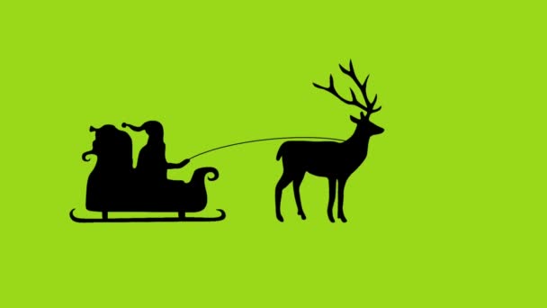 Green Screen Video Santaclaus Deer Silhouette Style — ストック動画