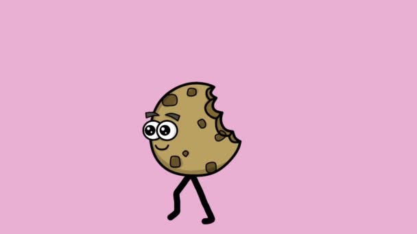 可爱饼干人物形象行走的动画视频 — 图库视频影像