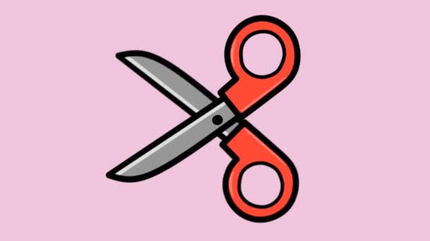 Animowane Nożyczki Kreskówki Ruchomych Wideo Różowym Tle — Wideo stockowe