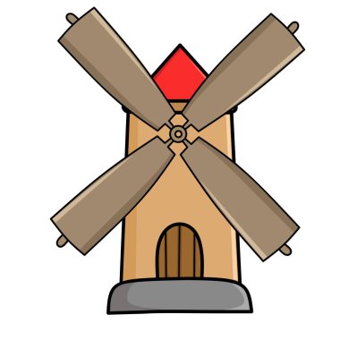 Yel değirmenli ev logosunun vektör çizimi