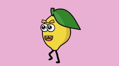 Sevimli sarı limonlu meyve yürüyüşü videosu
