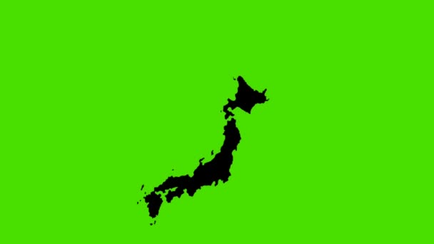日本の緑のスクリーン地図シルエットを動かす国 — ストック動画
