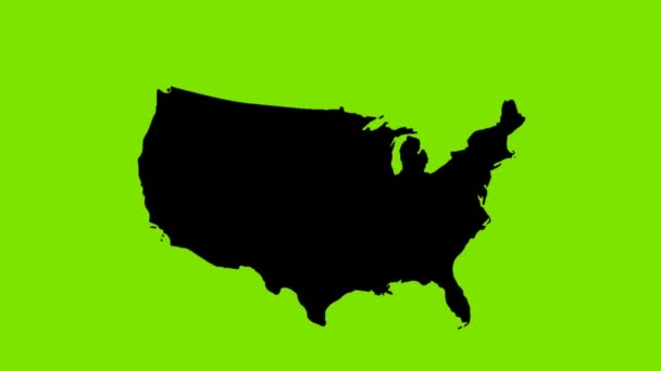 Karte Der Vereinigten Staaten Bewegt Sich Scherenschnitt Stil — Stockvideo