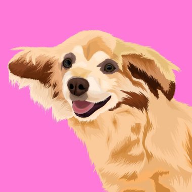 Uzun kürklü sevimli kahverengi köpek yüzü tasarımı