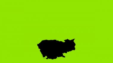 Yeşil arkaplanda Kamboçya ülke silueti biçiminin video haritası