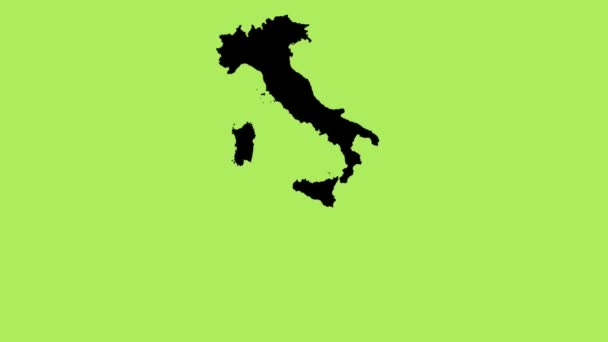 Mapa Vídeo Italia Estilo Silueta Sobre Fondo Verde — Vídeos de Stock