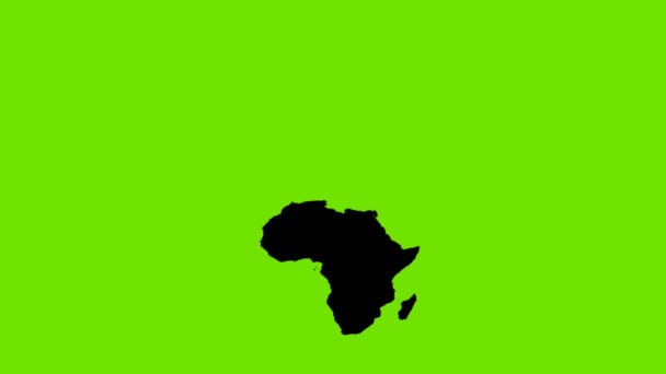 Africa Continente Mappa Video Stile Silhouette Sfondo Verde — Video Stock