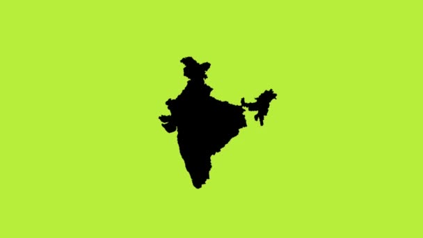 Índia Mapa País Vídeo Com Estilo Silhueta Fundo Verde — Vídeo de Stock