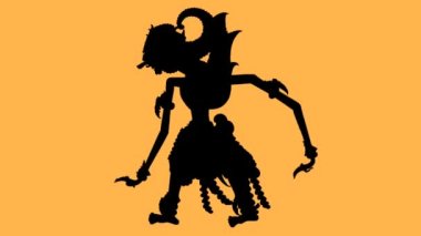 Gatotkaca karakterli Endonezya gölge kuklalarının videosu