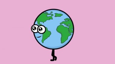 Yürüyen gözleri ve ağzı olan bir toprak karakterinin 2 boyutlu animasyon videosu.