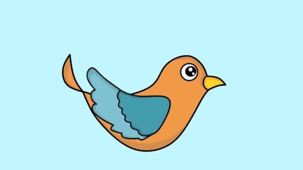 Video Animato Bidimensionale Del Personaggio Uccello Che Vola Uno Sfondo — Video Stock