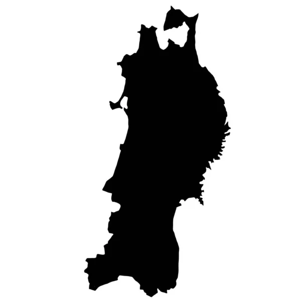Tohoku Region Mapa Silhouettein Japón — Archivo Imágenes Vectoriales