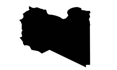 Kuzey Afrika 'daki Libya' nın ülke haritası silueti