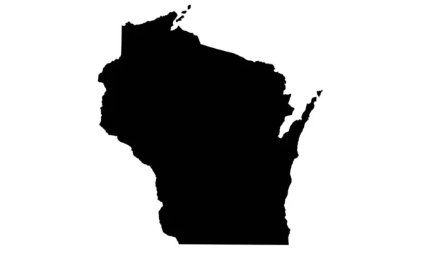 Silhouette Carte État Wisconsin Aux États Unis — Image vectorielle