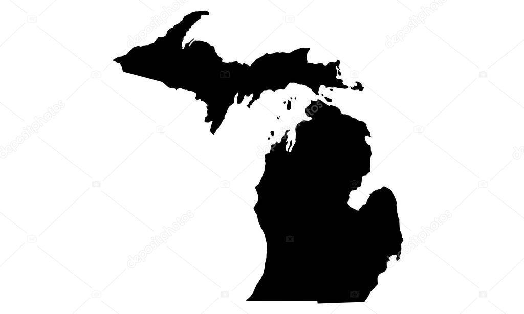 Michigan state map silhouette in usa