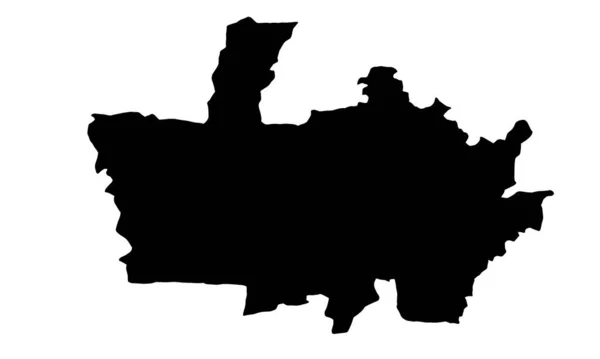 Depok Map Black Silhouette White Background — Stok Vektör