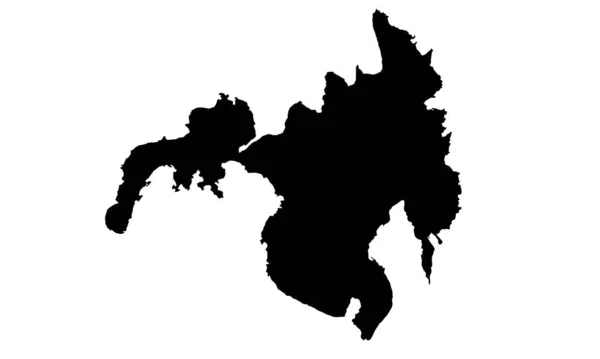 Mindanao Karte Schwarze Silhouette Auf Weißem Hintergrund — Stockvektor