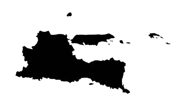 East Java Karte Schwarze Silhouette Auf Weißem Hintergrund — Stockvektor