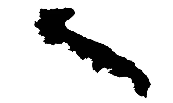 Apulia Térkép Fekete Sziluett Fehér Háttér — Stock Vector
