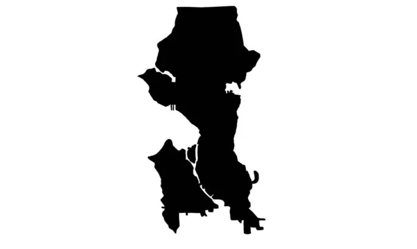 Beyaz Arkaplanda Seatle Haritası Siyah Siluet — Stok Vektör