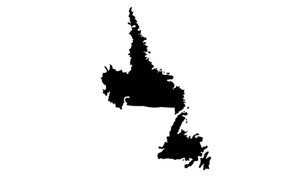 Silhouette Noire Une Carte Île Terre Neuve Canada Sur Fond — Image vectorielle