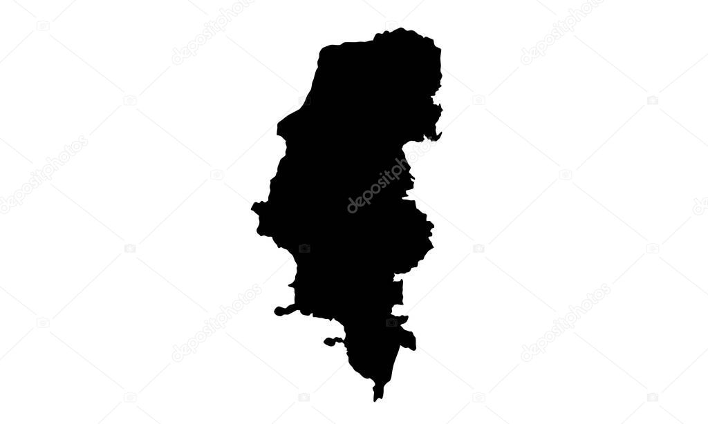 black silhouette of a map of the city of Porto Alegre in brazil on a white background