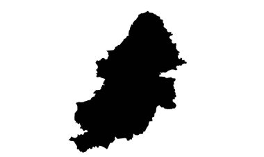 İngiltere 'de Birmingham şehir haritasının siyah silueti beyaz arka planda