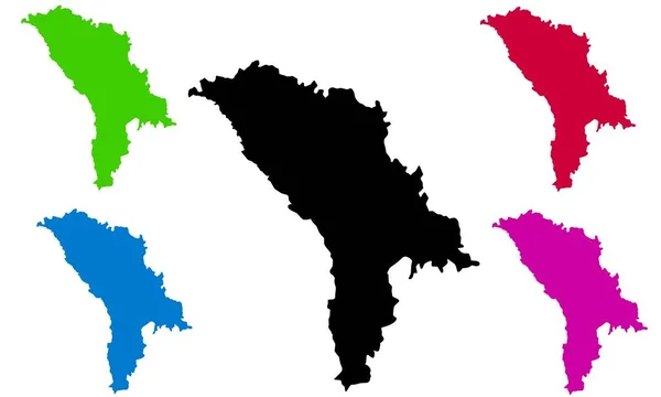 Moldova Map Silhouette White Background — Stok Vektör