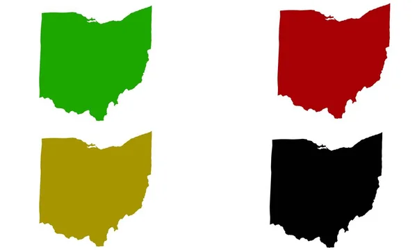 Ohio Silhouette Χάρτη Λευκό Φόντο — Διανυσματικό Αρχείο