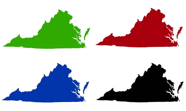 バージニア州地図シルエット上の白い背景 — ストックベクタ