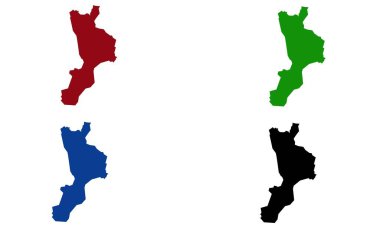 Beyaz arkaplanda CALABRIA haritası renkli siluet