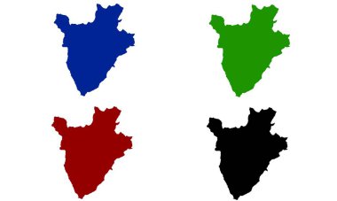 Beyaz arkaplanda BURUNDI haritası renkli siluet