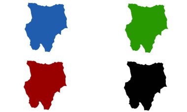 Beyaz arkaplanda KHENTII haritalı renkli siluet