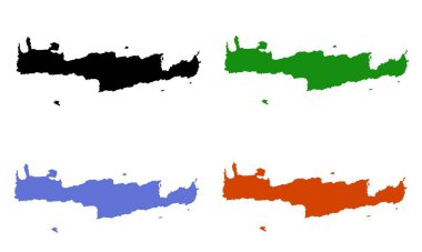 Beyaz arkaplanda CRETE Adaları haritası renkli siluet