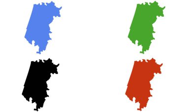 Beyaz arkaplanda AVEIRO haritası renkli siluet